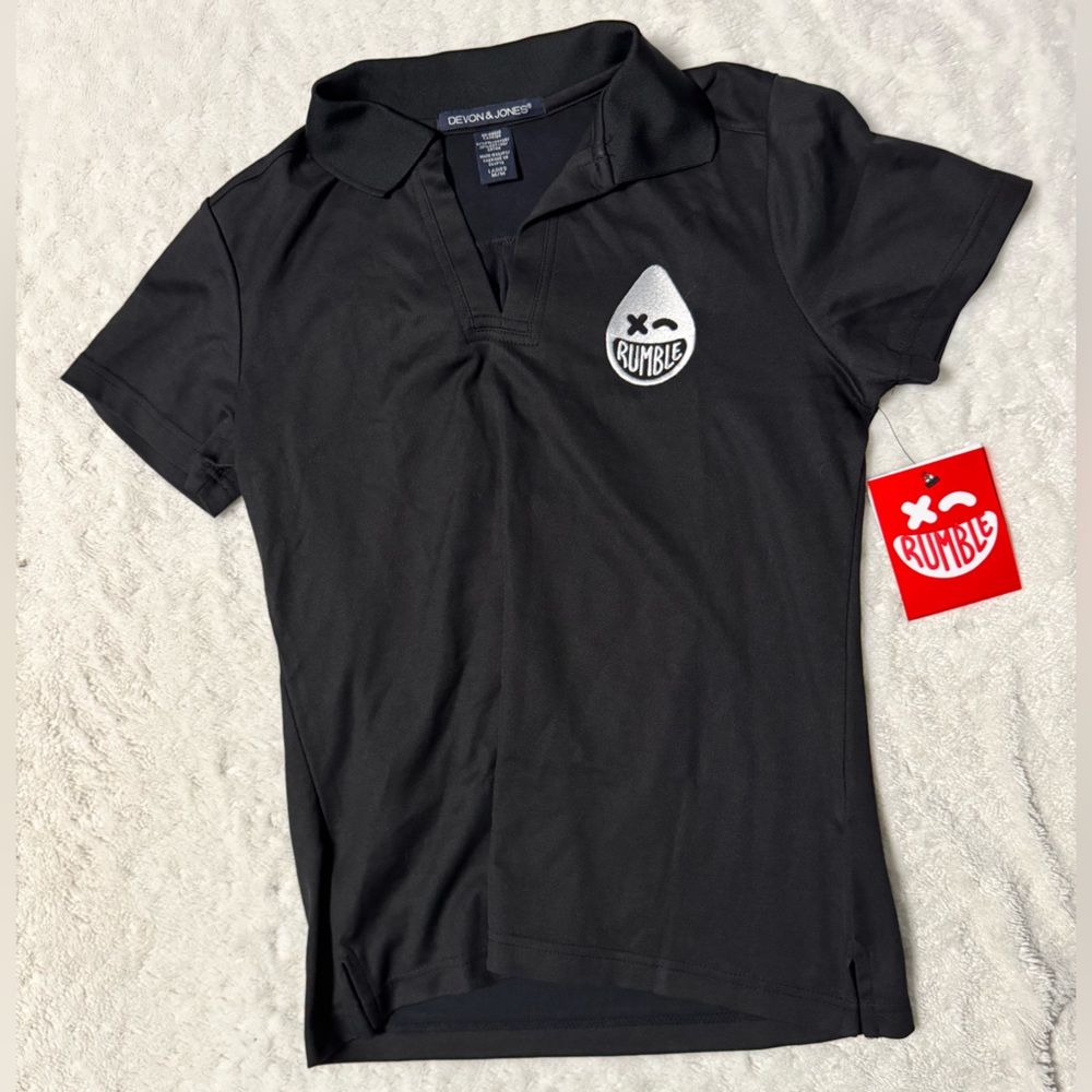 NWT- Devon & Jones Rumble Boxing Women's Black Short Sleeve Polo